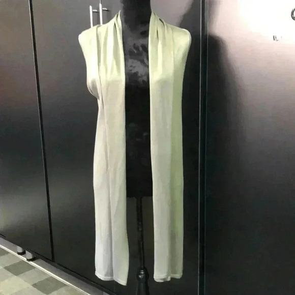 Joseph A. Long Open Front vest, long sweater, sleeveless cardigan,olive green - Picture 1 of 10